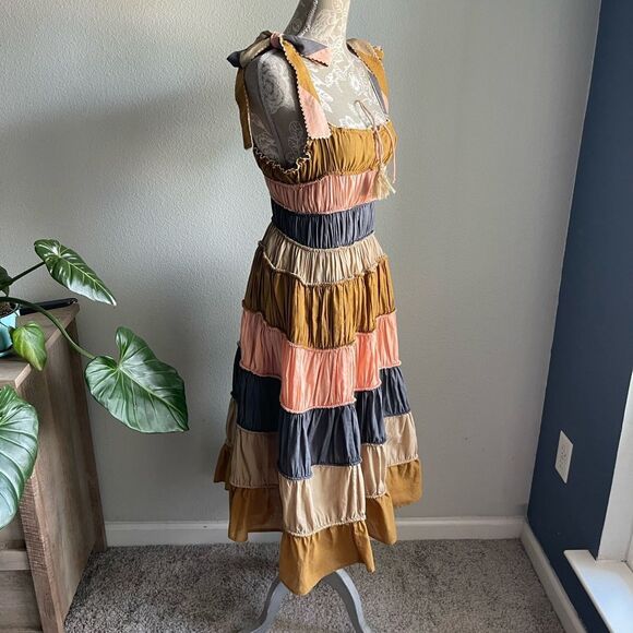 Anthropologie Let Me Be Letizia Colorblocked Dress in Pink Combo - Picture 3 of 15